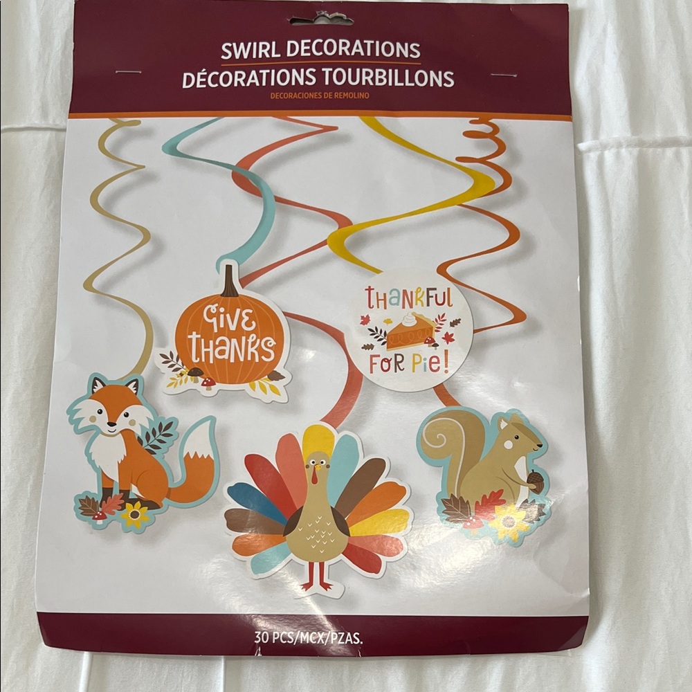 Thanksgiving / Autumn Swirl Decorations NWT